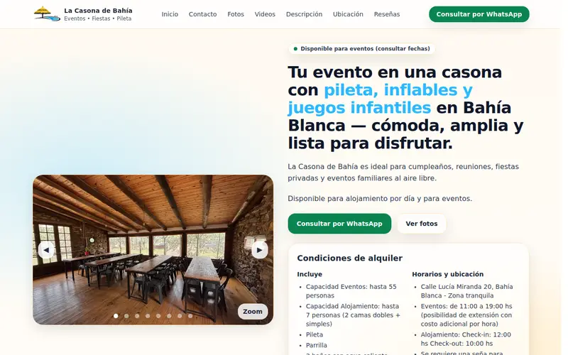 Web de La Casona de Bahía