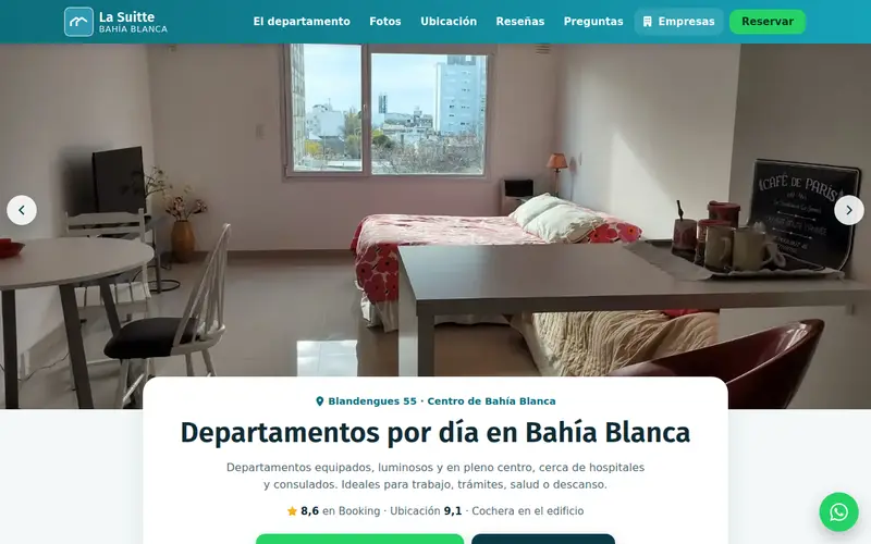 Web de La Suitte Bahía Blanca